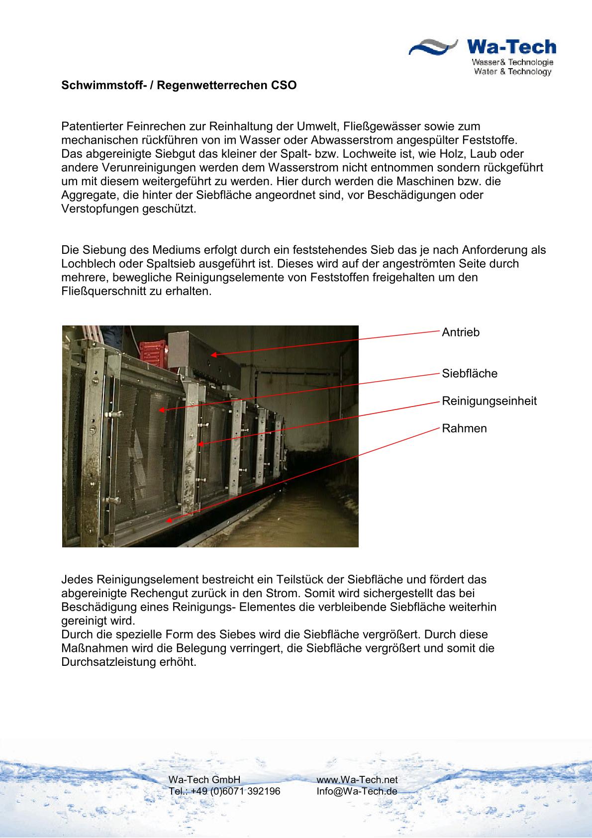 Schwimmstoff- / Regenwetterrechen CSO