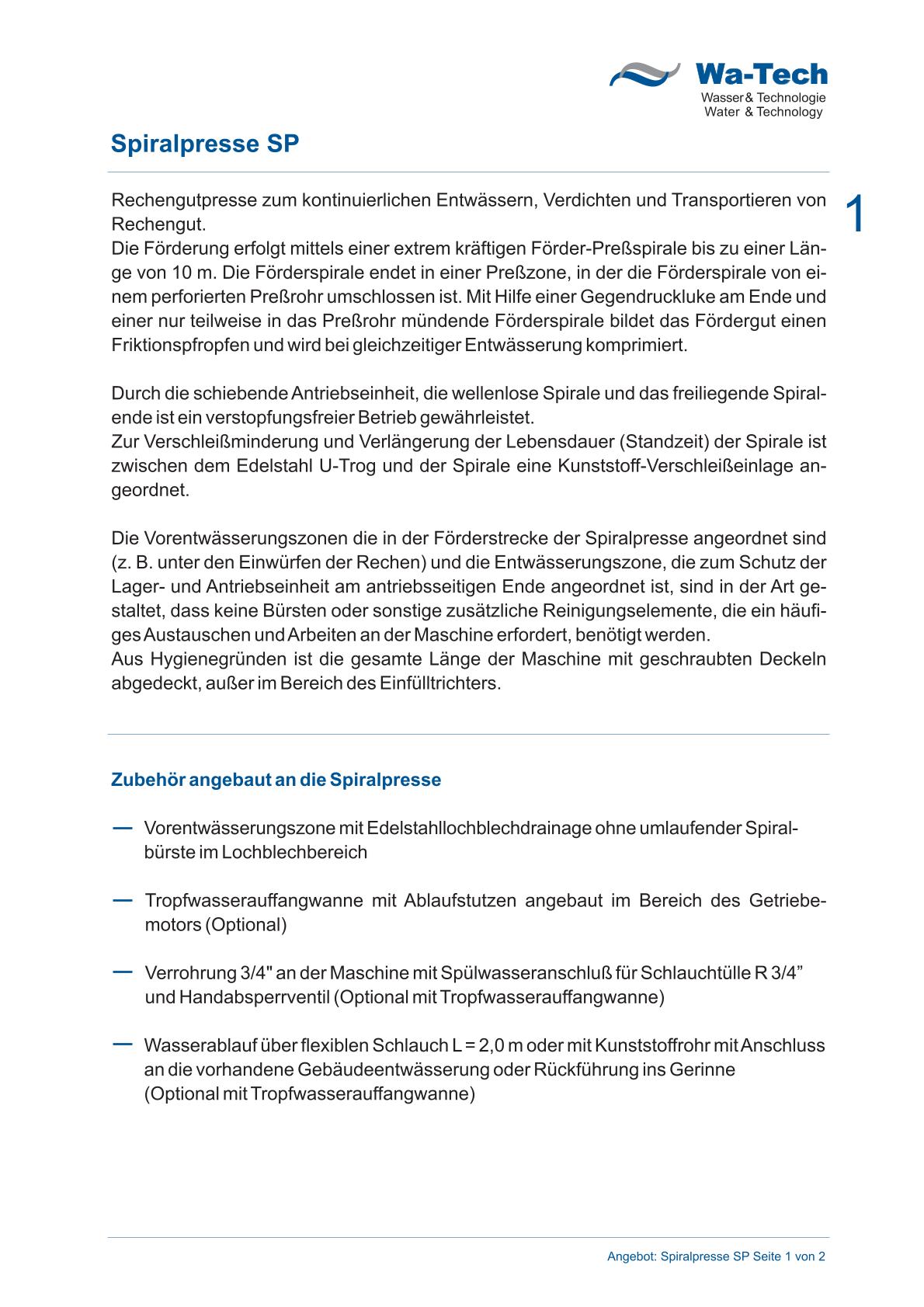 Prospekt SP Spiralpresse